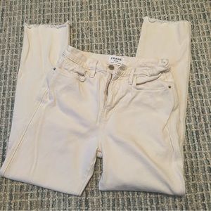 FRAME Cream High-Waisted Raw Hem Denim EUC